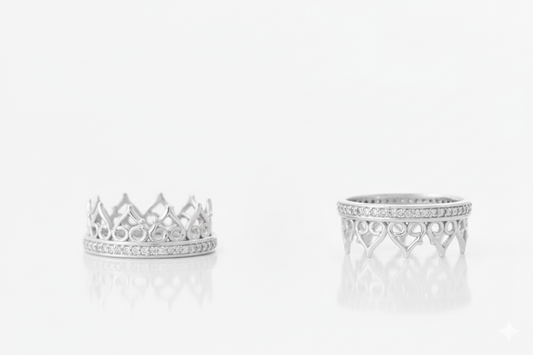 خاتم طوق من الذهب الأبيض عيار 18 مُرصَّع بالألماس