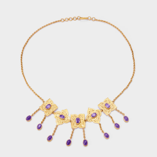 سلسلة نجدية كوارتز بنفسجي ذهب 21