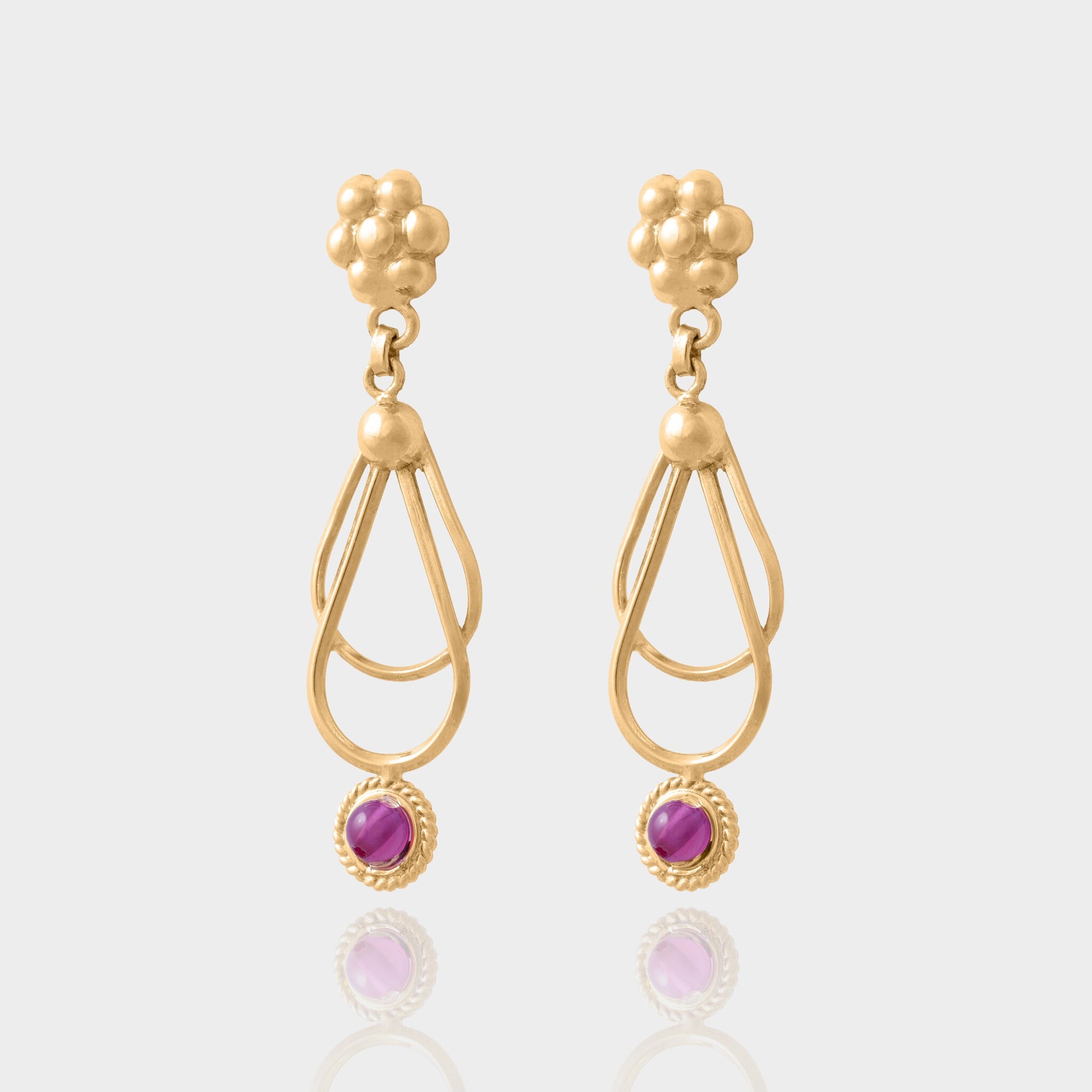 طقم الجوري ذهب 21 بحجر الكوارتز الوردي  مزنط بحرير هندي - حلق - خاتم - اسوارة