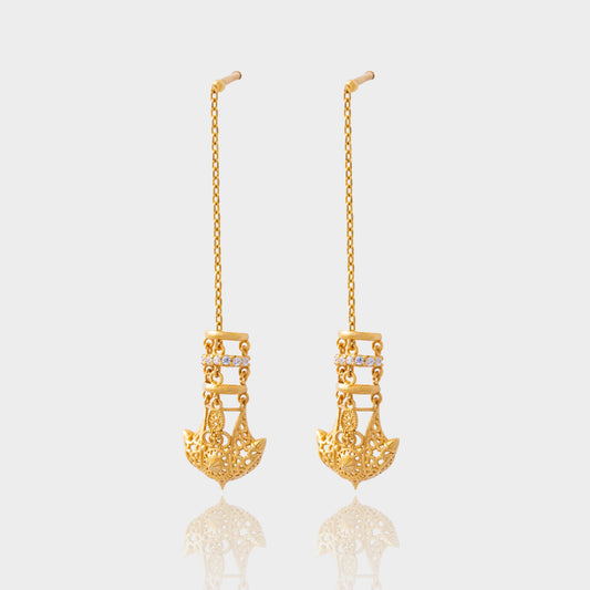 حلق طويق ذهب 18 مع الماس