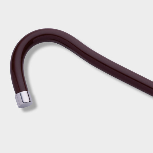 عصا رزن بني غامق مطعمة بالفضة