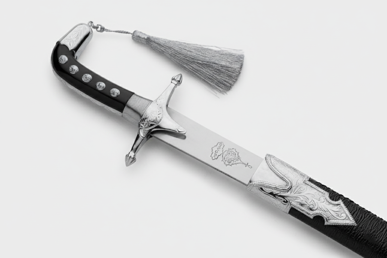 سيف حنيش بتصميم آري جلد أسود